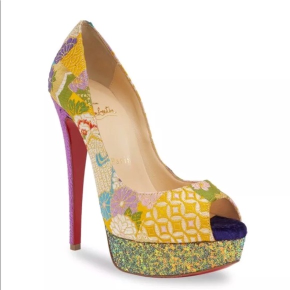 Christian Louboutin peeptoe glitter dragon 150mm